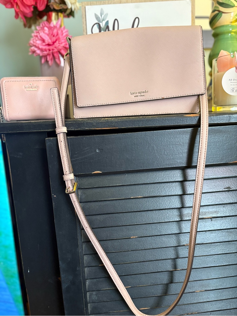 kate spade Pale Blush Saffiano Crossbody with Matching Wallet - Picture 2 of 9